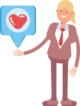 Businesswoman in Suit Character and Heart Message png