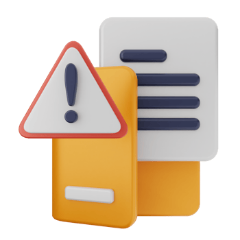 A file folder with a warning sign and a document png