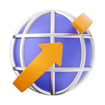 A globe with an arrow pointing up png
