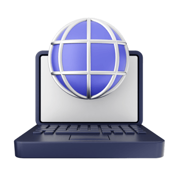 A laptop with a globe icon on it png