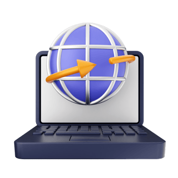Laptop with internet connection and globe icon png