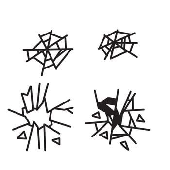 a set of four different types of broken glass vector