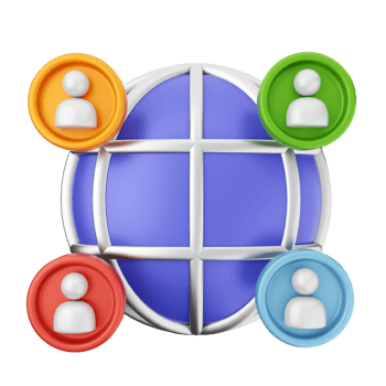 A globe with people around it png