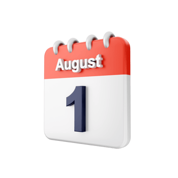 August 1 calendar icon on black background png
