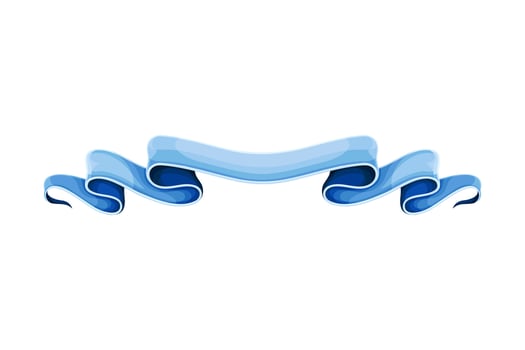 Retro blue blank ribbon horizontal banner illustration on white background vector