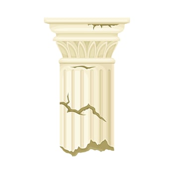 Old broken marble pillar, antique architecture element illustration vector