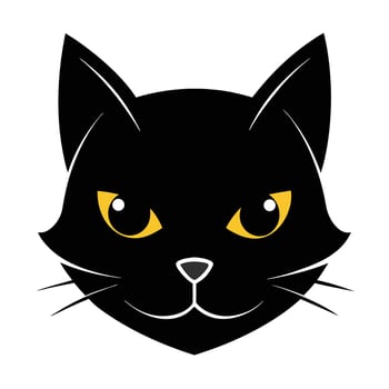 Black cat face graphic illustration vector