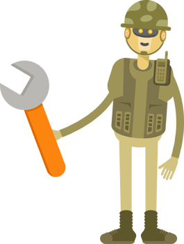 Robot Soldier Character Using Wrench Tool png