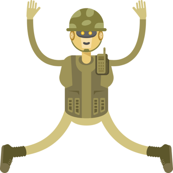 Robot Soldier Character Relaxing and Jumping Illustration png