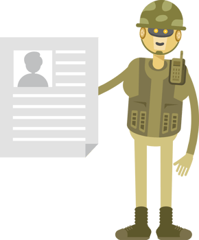 Robot Soldier Character Holding Job Application Document png