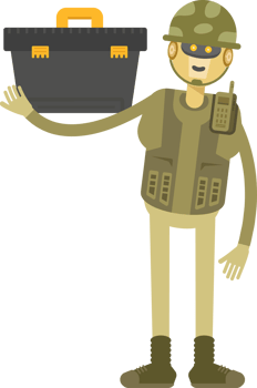 Robot Soldier Character Holding Toolbox Illustration png