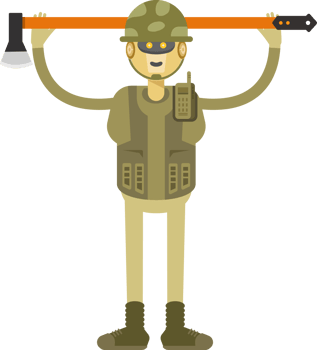 Robot Soldier Character Holding Axe Illustration png