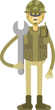 Robot Soldier Character Holding Wrench png