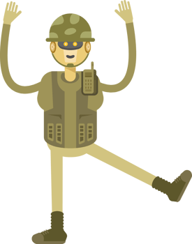 Robot Soldier Character Rising Both Hands Illustration png