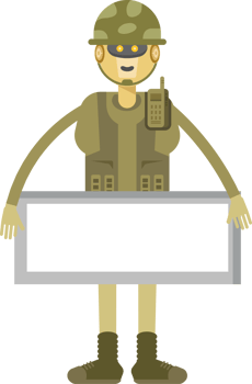 Robot Soldier Character and Blank Signage png