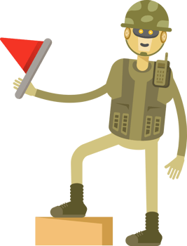 Robot Soldier Character Holding Flag png