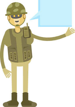 Robot Soldier Character and Speech Bubble png