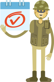Robot Soldier Character and Check Mark Sign png