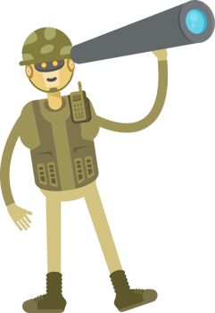Robot Soldier Character Using Binoculars png