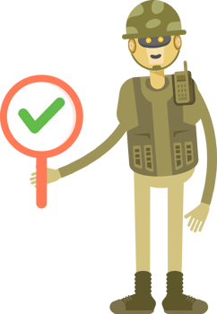 Robot Soldier Character Showing Check Mark png