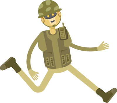 Robot Soldier Character Running Illustration png