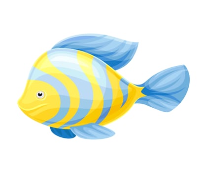 Marine tropical fish. Beautiful yellow and light blue exotic fish illustration vector