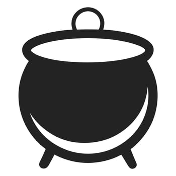 Witch cauldron black outline isolated illustration vector