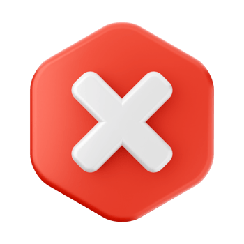 A red hexagon with an x sign on it png