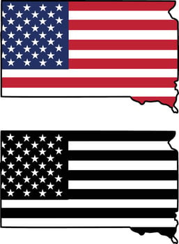 Map of South Dakota State Design with USA Flag vector