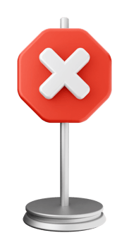 A red and white x sign on a stand png