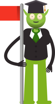 Monster Student Character Holding Red Flag Pole png