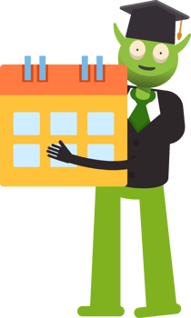 Monster Student Character Holding Calendar png