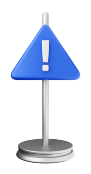 A blue warning sign on a stand with a white exclamation mark png