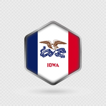 Iowa State Flag Icon in Hexagon Shape. vector