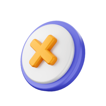 A blue and orange button with an x sign png