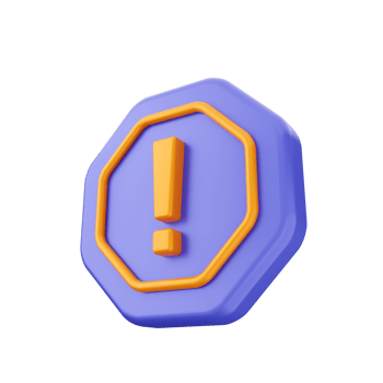 A 3d image of a purple and orange exclamation sign png