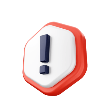 A red and white exclamation point on a black background png