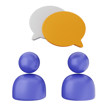 Two people with speech bubbles above them png