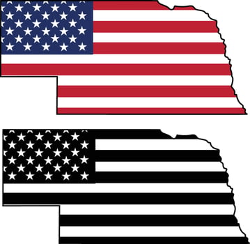 Map of Nebraska State Design with USA Flag vector