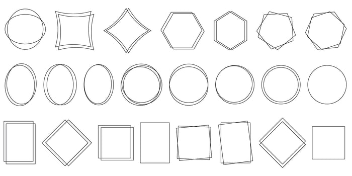 Set of simple geometric frames of different shapes vector