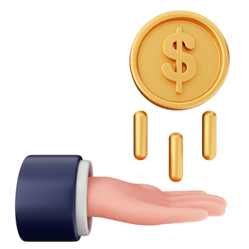 Money icon with hand and coin png