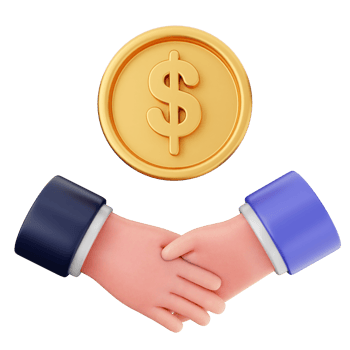 Handshake with dollar coin and business handshake concept png
