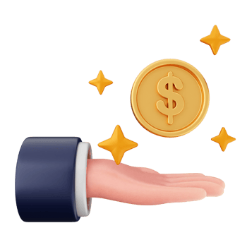 A hand holding a dollar coin and a gold coin png