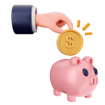 Piggy bank with a coin png