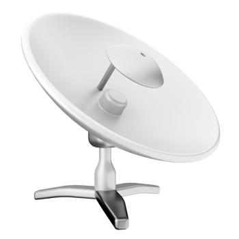 A satellite dish on a stand with a white background png