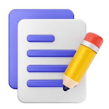A white document with a pencil and a pen png