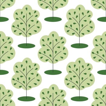 Green trees with young leaves seamless pattern vector