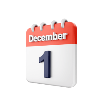 A calendar with the word december 1 on it png
