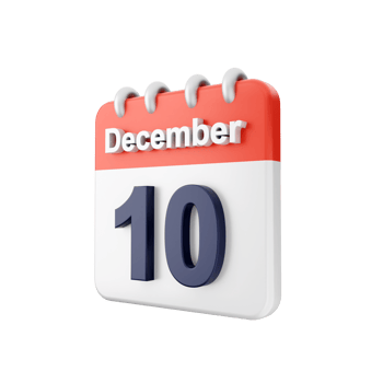 A calendar with the word december 10th on it png