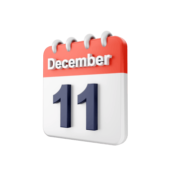 A calendar with the date december 11th png